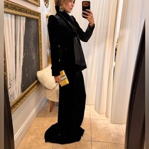 NWT Vintage Valentino black velvet maxi skirt with train | size 6 | black tie